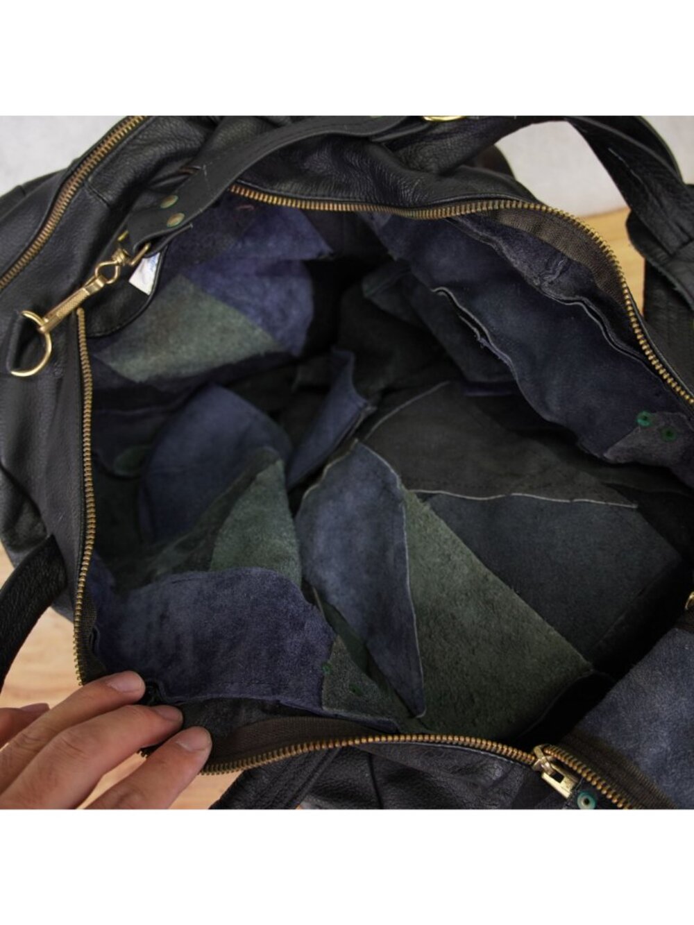 Vintage Genuine Leather Duffel Bag Patchwork 21"x11"x11" Travel Mexican Made - Picture 12 of 14